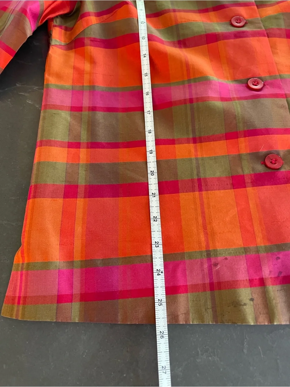 Silkland Women’s Plaid Button-Front Jacket/Top in Orange & Pink- size 10